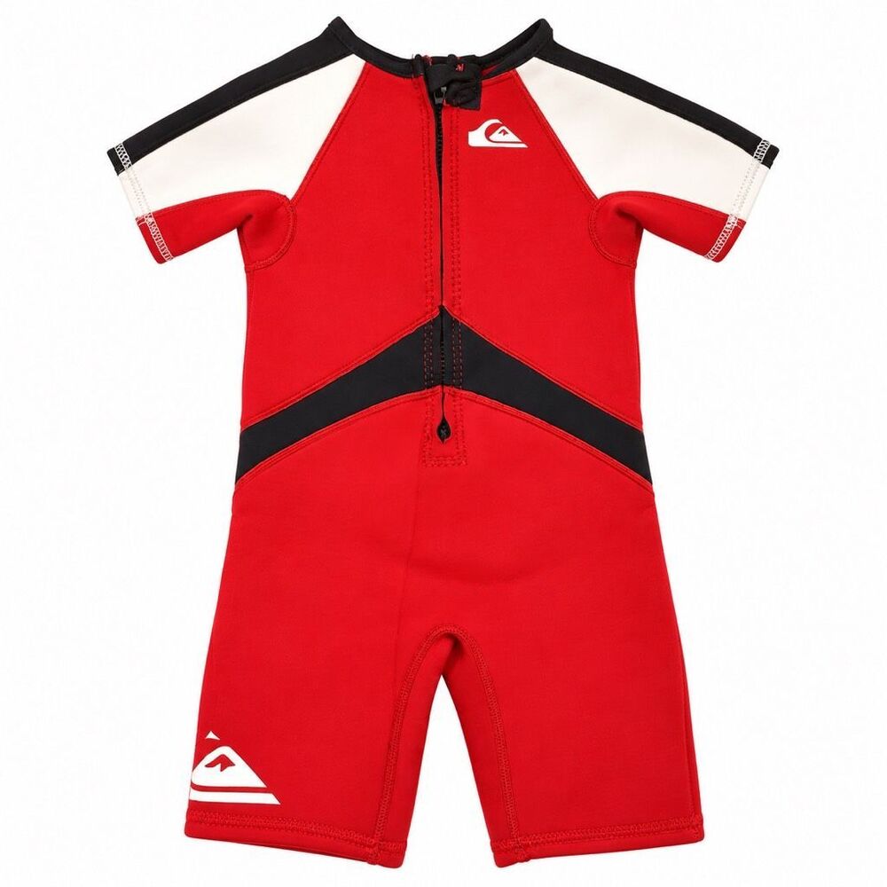 Quiksilver Toddler 4T Red Black White Shorty Wetsuit Front Zip |